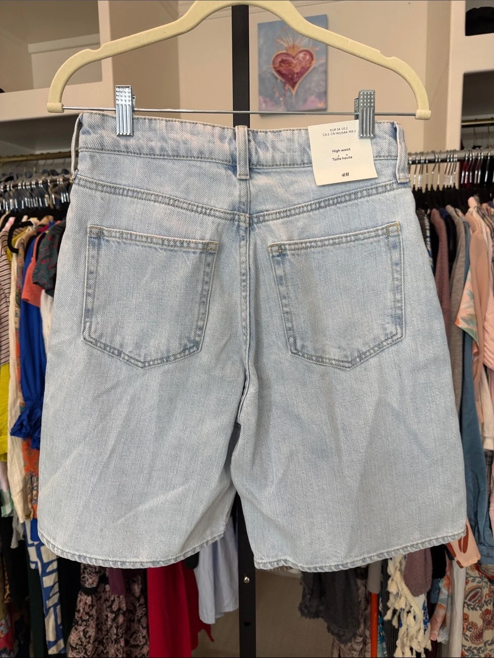 H&M NWT long inseam size 2 jorts denim shorts high waist